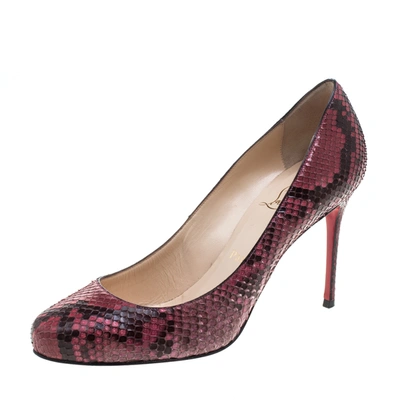 Pre-owned Christian Louboutin Pink Python Fifi Pumps Size 38