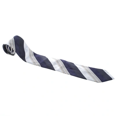 Pre-owned Ermenegildo Zegna Colorblock Diagonal Striped Silk Jacquard Tie In Multicolor
