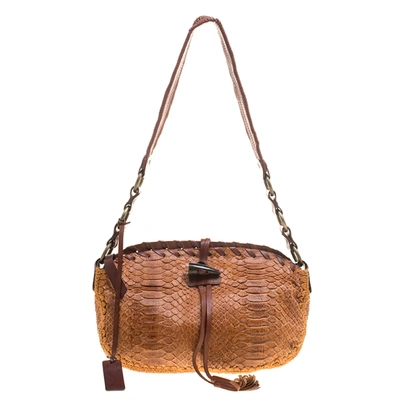 Pre-owned Dolce & Gabbana Brown Python Tassel Shoulder Bag