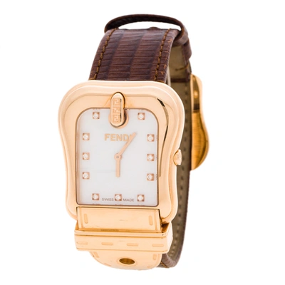 Pre-owned Fendi Women's Wristwatch 32mm In Brown