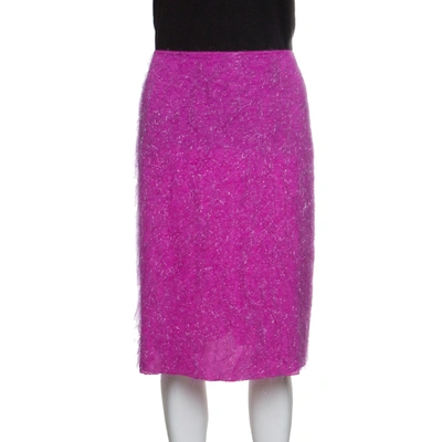 Pre-owned Emporio Armani Pink Fuzzy Lurex Skirt M