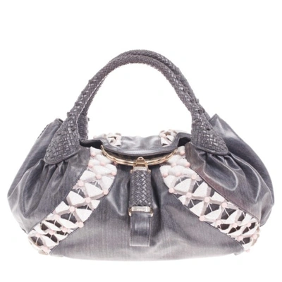Pre-owned Fendi Grey Limited Edition Beaded Spy Bag