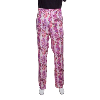Pre-owned Etro Multicolor Floral Printed Linen Straight Fit Pants L