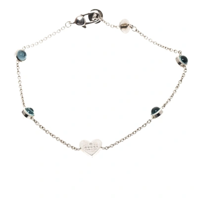 Pre-owned Gucci Heart Blue Cabochon Silver Bracelet