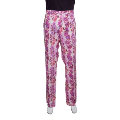 Pre-owned Etro Multicolor Floral Printed Linen Straight Fit Pants L