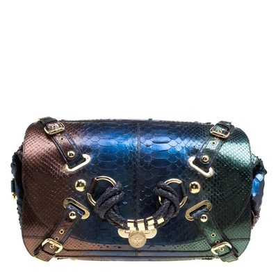 Pre-owned Versace Multicolor Ombre Python Canyon Bag