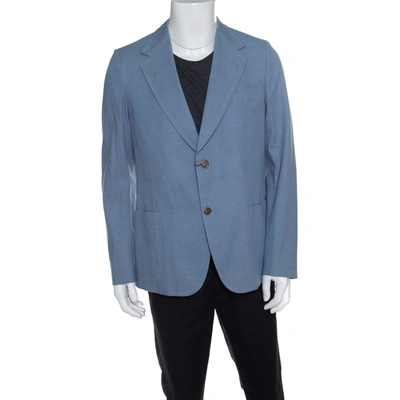 Pre-owned Gucci Sky Blue Cotton Tailored Mayfair Blazer Xxl