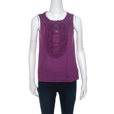 Pre-owned Chanel Purple Cotton Jersey Ruffled Yoke Detail Sleeveless Top S