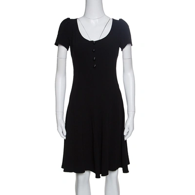 Pre-owned Prada Black Crepe Paneled Dress S