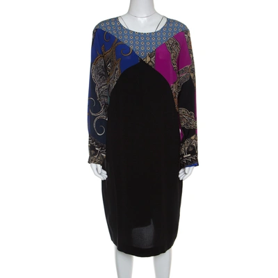 Pre-owned Etro Multicolor Printed Silk Long Sleeve Dress L