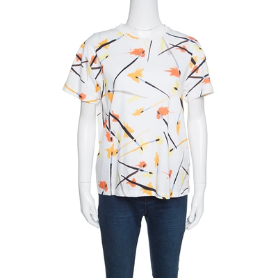 Pre-owned Emilio Pucci White Paint Brush Printed Cotton Short Sleeve T-shirt M