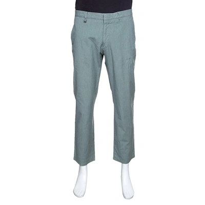 Pre-owned Ermenegildo Zegna Green Micro Striped Stretch Cotton Trousers Xxl