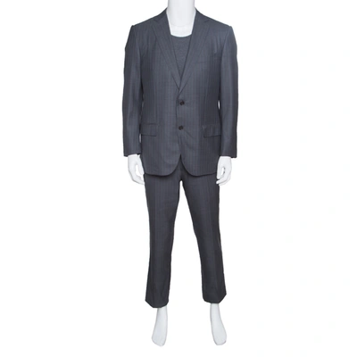 Pre-owned Ermenegildo Zegna Grey Striped Wool Trofeo 600 Mila Suit Xl