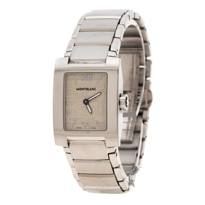 Pre-owned Montblanc White Stainless Steel Profile 7047 Women's Wristwatch 23 Mm In Silver