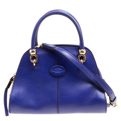 Pre-owned Tod's Blue Leather Small Sella Bowling Bag