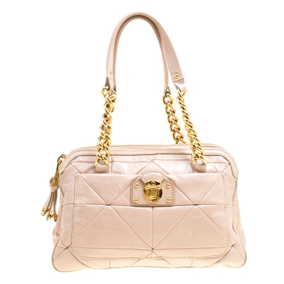 Pre-owned Marc Jacobs Blush Pink Quilted Glazed Leather Chain Satchel