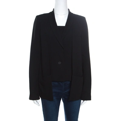 Pre-owned Derek Lam 10 Crosby  Black Crepe Faux Waistcoat Detail Layered Blazer S