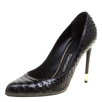 Pre-owned Tom Ford Black Python Leather Pumps Size 38
