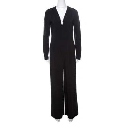 Pre-owned Stella Mccartney Black Gathered Shoulder Detail Long Sleeve Jumpsuit S