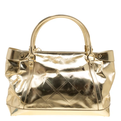 Pre-owned Burberry Metallic Gold Leather Tote