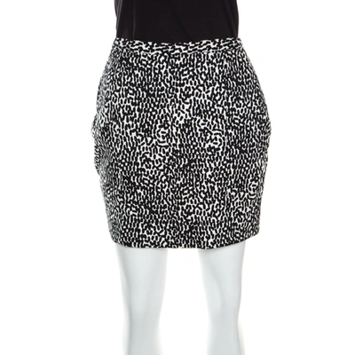 Pre-owned Diane Von Furstenberg Monochrome Printed Cotton Clyde Mini Skirt S In Black