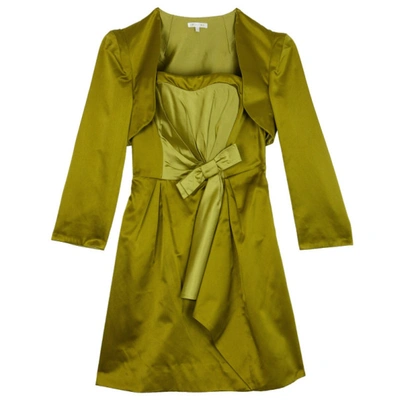 Pre-owned Paule Ka Yellow Bolero & Dress Set L In Green