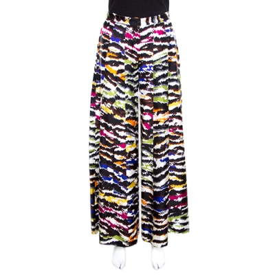 Pre-owned Missoni Multicolor Abstract Printed Silk Wide Leg Pants M