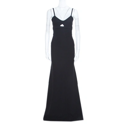 Pre-owned Victoria Beckham Black Double Crepe Cutout Detail Sleeveless Maxi Dress S