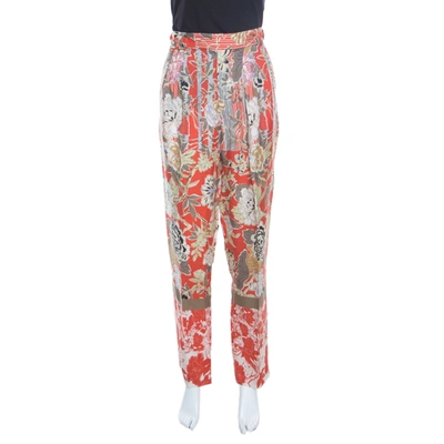 Pre-owned Etro Multicolor Floral Print High Waist Tapered Trousers M