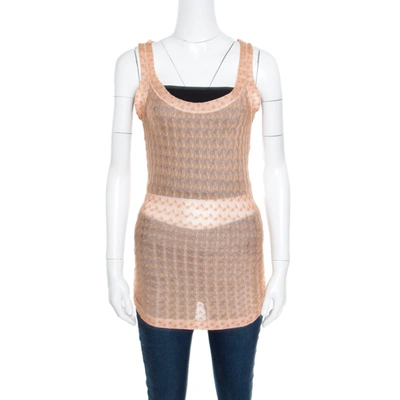 Pre-owned Missoni Pink Embroidered Perforated Knit Sleeveless Top S