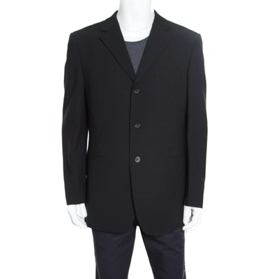 Pre-owned Versace Classic Black Striped Wool Tailored Blazer Xl