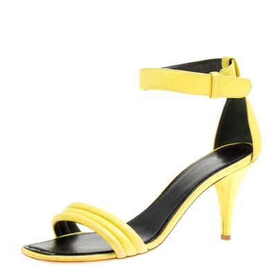 Pre-owned Celine Celiine Yellow Leather Ankle Strap Sandals Size 37