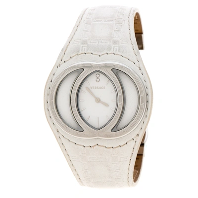 Pre-owned Versace White Stainless Steel Eclissi 74q Women's Wristwatch 39 Mm