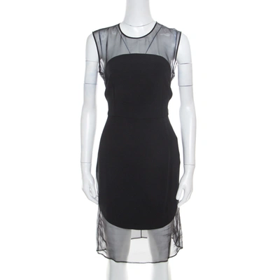 Pre-owned Stella Mccartney Black Sheer Silk Paneled Sleeveless Sheath Dress M