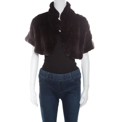 Pre-owned Blumarine Brown Rabbit Fur Open Front Shrug S