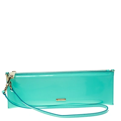 Pre-owned Burberry Mint Green Patent Leather Parmoor Clutch