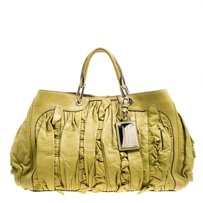 Pre-owned Dolce & Gabbana Olive Green Leather Miss Brooke Tote