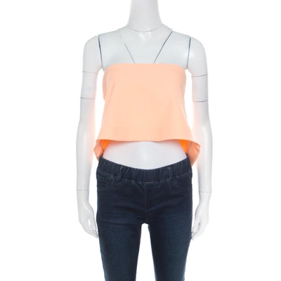 Pre-owned Elizabeth And James Sunwashed Orange Ponte Knit Strapless Addilyn Crop Top S