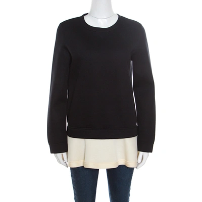 Pre-owned Valentino Black Contrast Flared Hem Detail Sweatshirt S