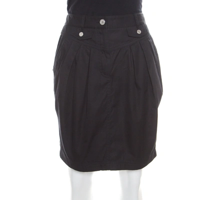 Pre-owned Dolce & Gabbana Black Cotton Pleat Front Mini Skirt S
