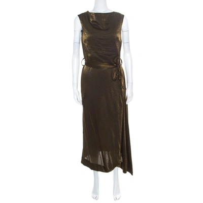 Pre-owned Vivienne Westwood Anglomnia Metallic Gold Asymmetric Hem Sleeveless Vasari Dress S