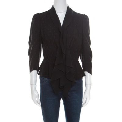 Pre-owned Alexander Mcqueen Black Faux Layered Drape Detail Cropped Blazer S