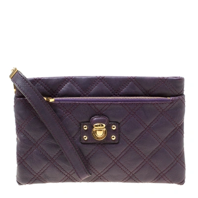 Pre-owned Marc Jacobs Purple Quilted Leather Wristlet Clutch