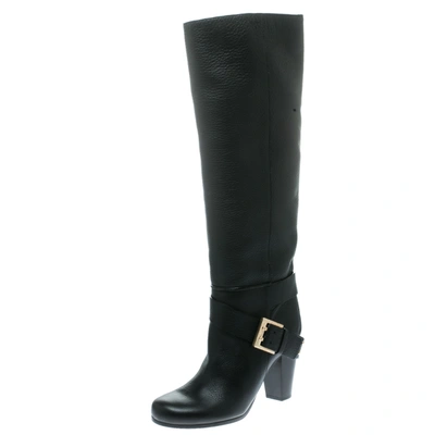 Pre-owned Chloé Black Leather Knee High Boots Size 38