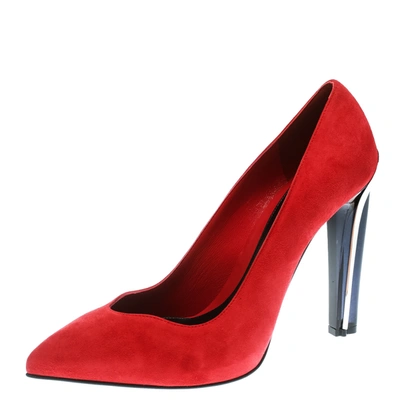 Pre-owned Alexander Mcqueen Red Suede Pointed Toe Pumps Size 39