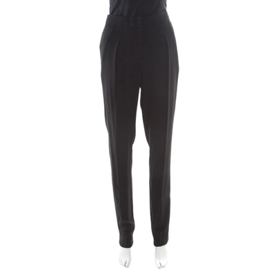 Pre-owned Vionnet Black Crepe Pleated High Waist Tailored Trousers L