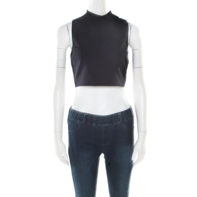 Pre-owned Elizabeth And James Navy Blue Stretch Ponte Knit Avita Crop Top S