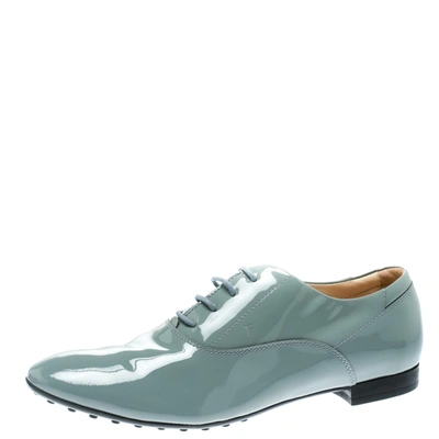 Pre-owned Tod's Grey Patent Leather Lace Up Oxford Size 40