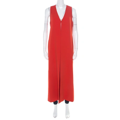 Pre-owned Alice And Olivia Poppy Red Crepe Sleeveless Angelica Maxi Vest S