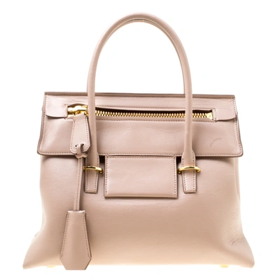 Pre-owned Tom Ford Beige Leather Icon Top Handle Bag